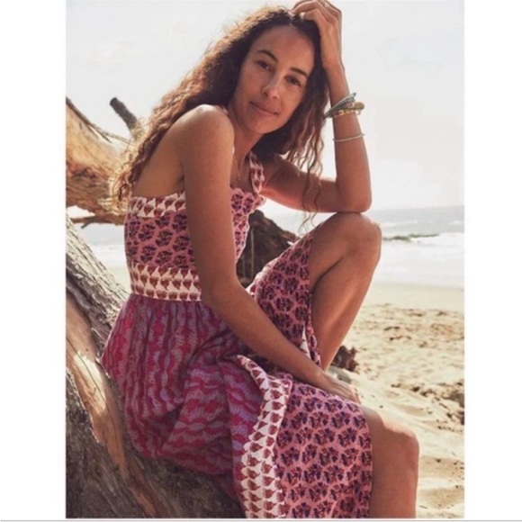 Faherty Grace Maxi Dress Bali Bloom Linen Size L - Picture 4 of 15